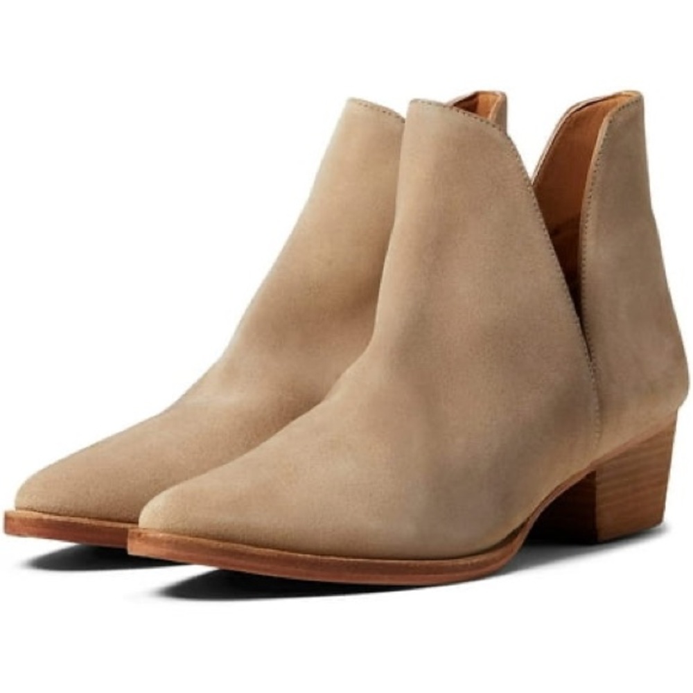 Free People Charm Double-V Ankle Bootie in Camel Suede